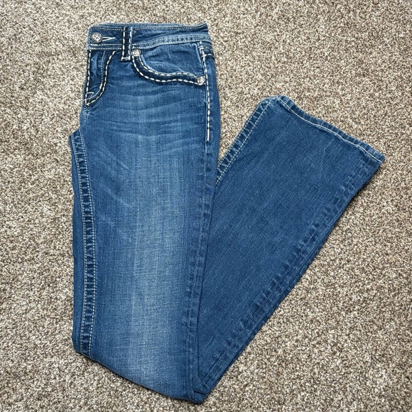 Miss Me Denim - Miss Me Blue Boot Cut Jeans with White Stitching